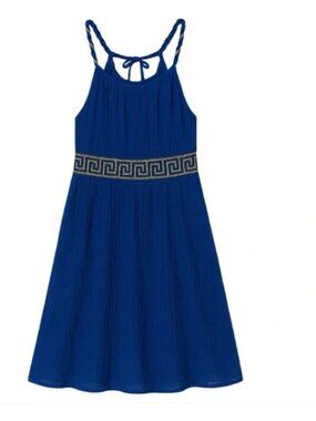 Girls Blue‎ Gold Trim Greek-Inspired Sundress - Size 12 - New!